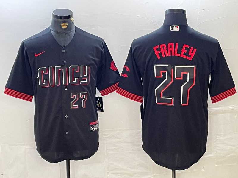 Men%27s Cincinnati Reds #27 Jake Fraley Number Black 2023 City Connect Cool Base Stitched Jersey->baltimore orioles->MLB Jersey